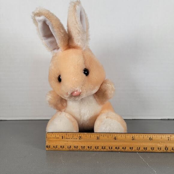 Vintage 1987 Applause Woodland Bunny Plush Rabbit 8" Peach White Stuffed Animal - Picture 8 of 12